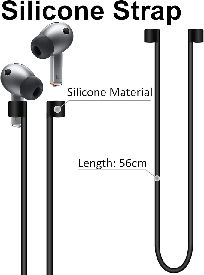 A-Focus Galaxy Buds 3 Pro Anti-Slip Kit Replacement Ear Hooks Sport Ear Tips Non-Slip Silicone Eartips and Covers Gel Wings Ergonomic Design Strap Compatible with Samsung Galaxy Buds 3 Pro Black