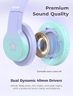 iClever HS19S Kids Headphones, 85dBA Safe Volume Limiter - Over Ear Stereo Headphones for Kids Boys Girls, Foldable 3.5mm Jack Wired Headphone for iPad/Tablet/School/Travel