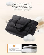 LOVEVOOK Tote Bag for Women with Giant Tumbler Holder Pocket, Puffer Work Travel Laptop Handbag with Zipper for Nurse Teacher