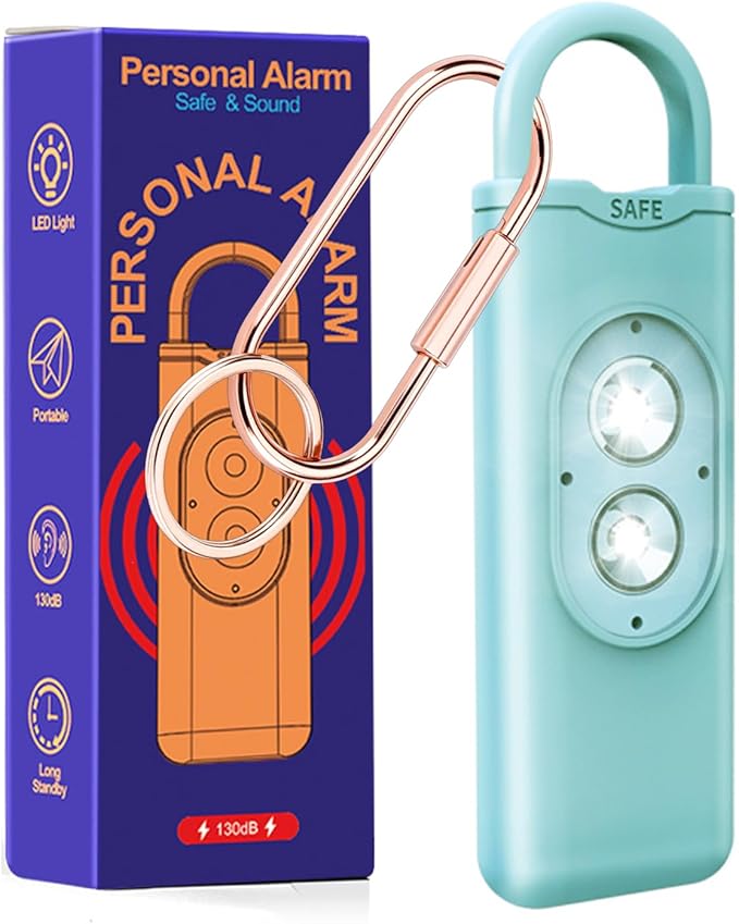 Halo-Siren Alarm, HaloSiren Personal Safety Alarm - Travel Safe Alarm with 130db Loud and LED Strobe Light, Safety Keychain Compatible with Bags, Keys, Backpacks (Green)