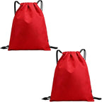 2-Pack Waterproof Drawstring Backpacks, Soccer-Texture Oxford Fabric, 16.9" × 13.8", Lightweight 0.19 lb Each, No Eyelets, Gym & Marathon Gear Sacks(Red)