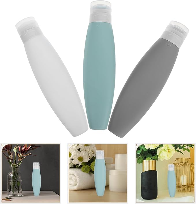 Healeved 3pcs 150ml Silicone Travel Bottles Set, Leak-proof Portable Squeeze Containers for Toiletries, Refillable Cosmetic Bottles for Shampoo and Lotion, Travel Size Toiletries