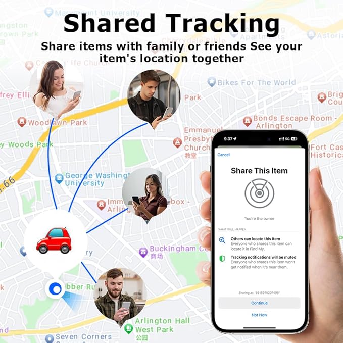 Mini GPS Tracker for Vehicles Work with Apple Find My, Tracker Device for Vehicles No Subscription No Monthly Fee Car Tracker Device Hidden Magnetic Real-Time Tracking for Cars Bikes