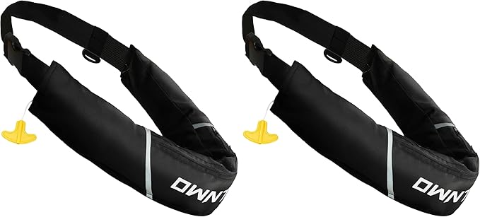 Owntop Manual Inflatable Belt Pack, Adults Swim Jacket with Blowpipe & Whistle, 24g CO2 Cylinder Included, Low Profile for Kayaking, Fishing, Paddle Sports
