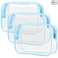 PACKISM 3 Pack TSA Approved Clear Toiletry Bags, Quart Size, Travel Makeup Cosmetic Bag for Women Men, Carry On Airport Airline Compliant, Light Blue