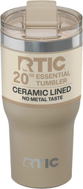 RTIC 30oz Essential Tumbler with Lid, Ceramic Lined, Insulated, Stainless Steel, Metal, Double Wall Vacuum-Insulation, Travel Cup for Iced Coffee, Tea, Hot and Cold Drink, Beach