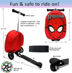 Fast Forward Spider-Man 18" Ride-On Suitcase Scooter - Lightweight Carry-On Scooter Luggage