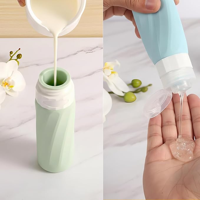 11 Pack Travel Bottles for Toiletries, TSA Approved 3oz Leak Proof Refillable Silicone Squeezable Containers Kit for Shampoo Lotion Conditioner with Toiletry Bag