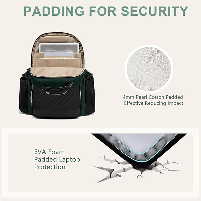 Focdod Laptop Backpack for Women Bookbag: 15.6 inch Work Backpacks with Pouch Pocket for Large Capacity Cup & USB Charger College Book Bag Travel Business Nurse Teacher Bookbags Anti-theft Back Pack