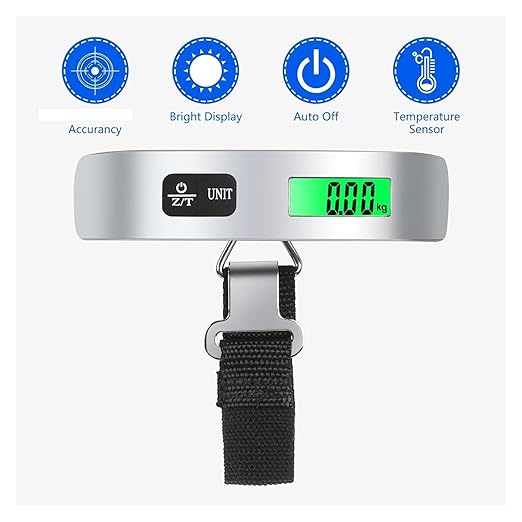 Digital Hanging Luggage Scale - Portable LCD Fish Hook Weighing Scale for Travel, Home & Outdoor Use, Accurate Weight Measurement