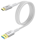 SUNGUY 10Gbps USB C 3.1 Gen 2 Cable, 4FT USB A to USB C 3A Fast Charging & Data Transfer Android Auto Carplay Cable Compatible with iPhone 17 16 15 Pro Max, Galaxy S24 S23 Ultra Note 20, SSD (White)