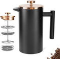 1500ml French Press Coffee Maker, Double Wall 304 Stainless Steel Insulated Cafetiere Coffee Press with 3 Layer Filter, Large Capacity Coffee Brewer for Home Camping Office