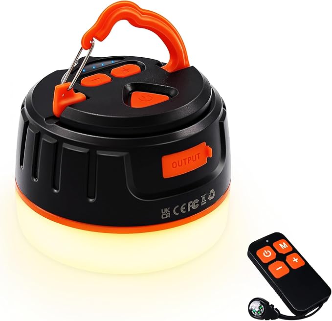 Yonktoo Rechargeable LED Camping Lantern 1000LM, 300H Runtime, 6400mAh, IPX5 Waterproof Tent Light for Camping, Hiking, Power Outages, Home, Emergency Use - Wireless Remote Edition,Orange