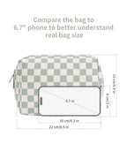 Narwey Checkered Makeup Bag Travel Cosmetic Bag Organizer Toiletry Bag Make Up Bags with Compartments for Women Girls (Large, Mint Green Checkerboard)