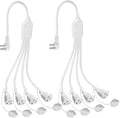 4 Way Outlet Splitter - White 2-Pack 90-Degree Angled Flat Plug 1 to 4 Extension Cable Power Strip, 16/3 Gauge 1.5FT, 3 Prong Y Style Multi Outlet Splitter, Perfect for Wall Wart Adapters