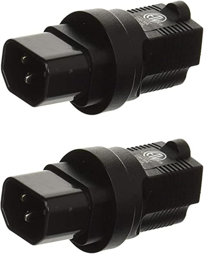 Ceptics IEC USA NEMA 5-15R to IEC 60320-C14 Adapter Plug - ETL Certified - Industrial Grade (IG-320-2PK),Black