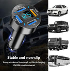 Aokdom 4-in-1 Car Charger 66W Super Fast Charging with USB 2.4A&QC 3.0(Voltmeter&LED Lights) Universal Quick Charge for 12-24V Car Cigarette Lighter Plug(Black-QC/2.4A)
