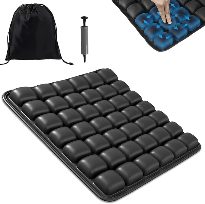 Press Type Inflatable Travel Cushion Airplane Seat Cushion, Built-in Air Pump Portable Airplane Seat Cushion for Long Flights, Car, Office, Wheelchair