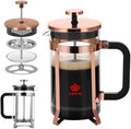 ZARIN 34oz (1L) French Press Coffee & Tea Maker – Borosilicate Glass & Stainless Steel Coffee Brewer with 2 Bonus Filters – Portable Cold Brew & Tea Press, silver color