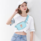 Gitus Gifts for 7 8 9 10 11 Year Old Girls Belt Bag Fanny Pack Crossbody Bags with Initial Letter Patch Birthday Gifts for Daughter Sister Friends Teen girls (Icing Blue-F)