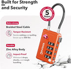 Luggage Locks TSA Approved with Inspection Indicator and Resettable 4-Digit, Easy-to-Read Combination, TSA Locks for Luggage, Suitcases, Backpacks & Travel Bags, Orange, 10-Pack