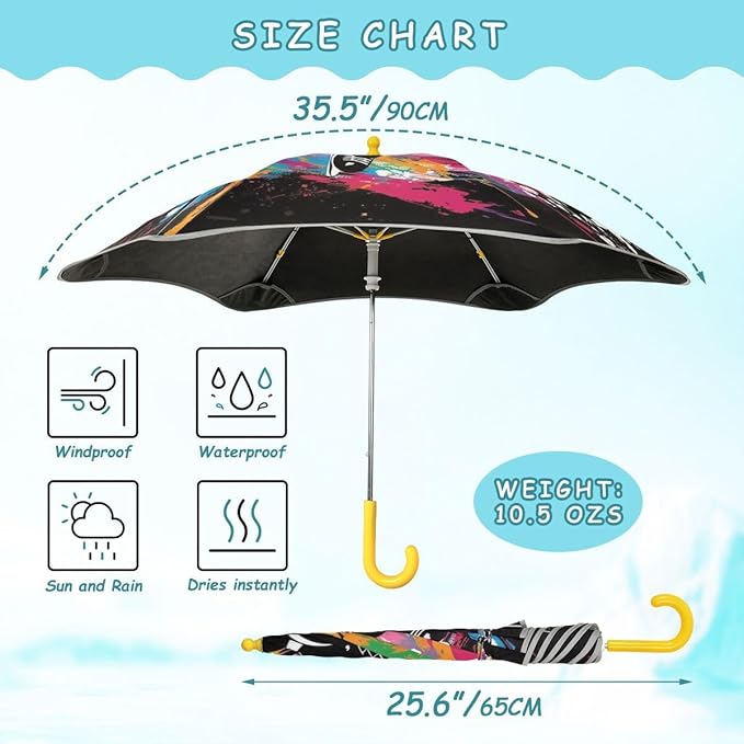 ALAZA Kids Umbrella Stick Umbrellas Cute Umbrella for Boys Girls Toddler UV/Sun Rain Windproof