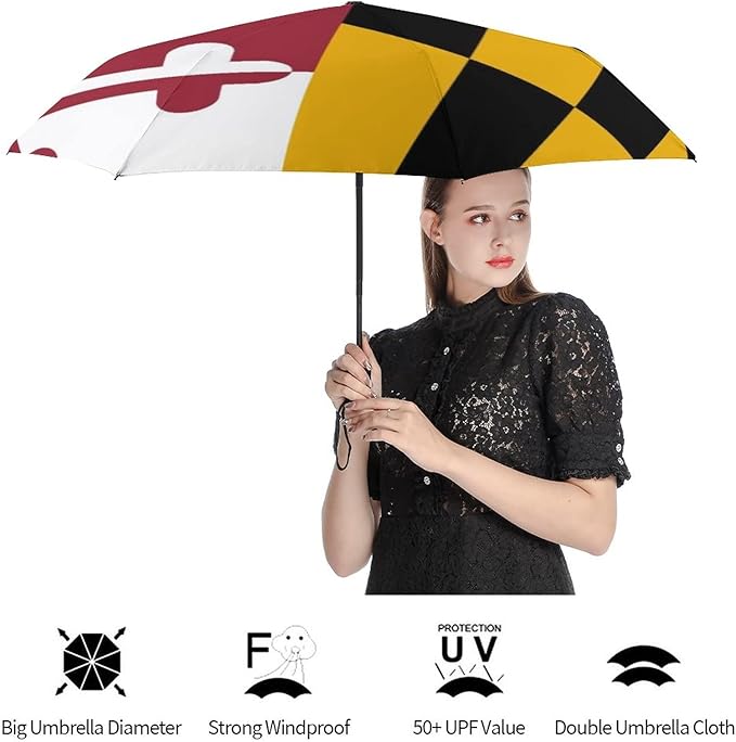 AMRANDOM Travel Folding Umbrella Automatic Open Tri-Fold For Car Rain Outdoor Use For Car Rain Outdoor Use With Black Anti-Uv Coating