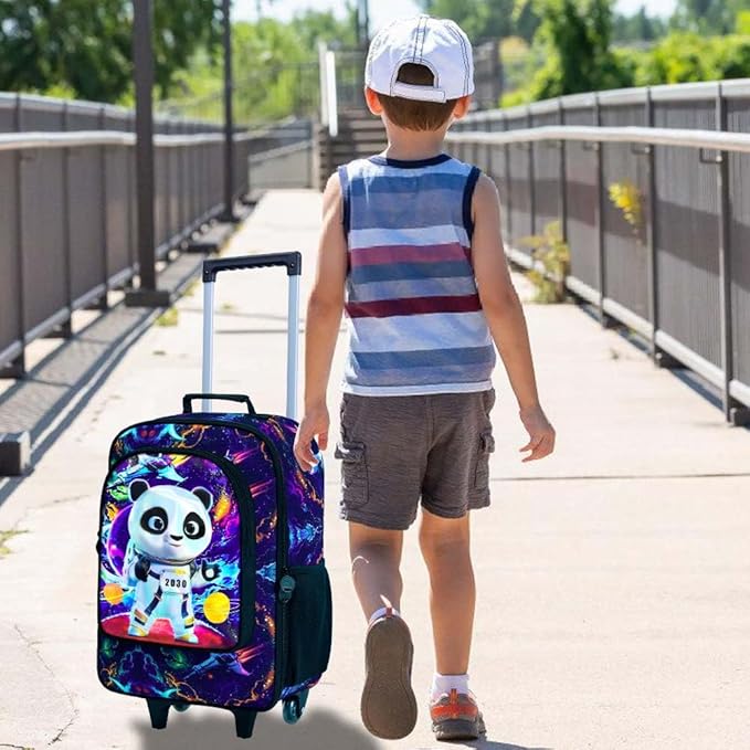 Boys Suitcase, Kids Travel Suitcases with Wheels, Panda Carry on Rolling Luggage(Black)