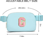 Gitus Gifts for 7 8 9 10 11 Year Old Girls Belt Bag Fanny Pack Crossbody Bags with Initial Letter Patch Birthday Gifts for Daughter Sister Friends Teen girls (Icing Blue-G)