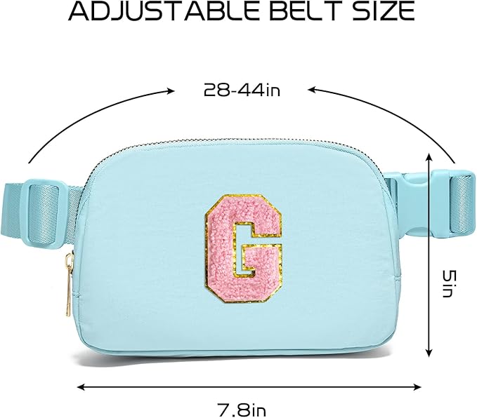 Gitus Gifts for 7 8 9 10 11 Year Old Girls Belt Bag Fanny Pack Crossbody Bags with Initial Letter Patch Birthday Gifts for Daughter Sister Friends Teen girls (Icing Blue-G)
