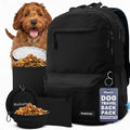 Dog Travel Bag for Supplies - Complete Dog Diaper Bag Backpack with 2 BPA-Free Travel Bowls, Treat Pouch, Food Container, Placemat & Laptop Sleeve – for Traveling, Road Trips, Hiking: Black