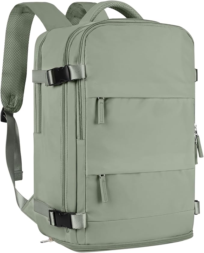 coofay Large Travel Backpack For Women Men Airline Approved Carry On Backpack Flight Approved Waterproof Sports Luggage Backpack Casual Daypack Small Hiking Backpacks Grey Green