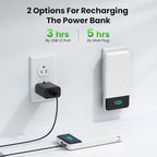 Portable Charger with Built-in AC Plug and Cables,13800mAh All in One USB C Fast Charging Power Bank,Travel Essentials Portable Phone Charger Battery Pack for iPhone 17/16/15/14,Galaxy,Android-White