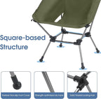 MOON LENCE Portable Camping Chair Plus, Larger & Roomier, Compact and Lightweight Still, Folding Chair for Backpacking & Hiking, 330Lbs Capacity (Moss Green-2pack)
