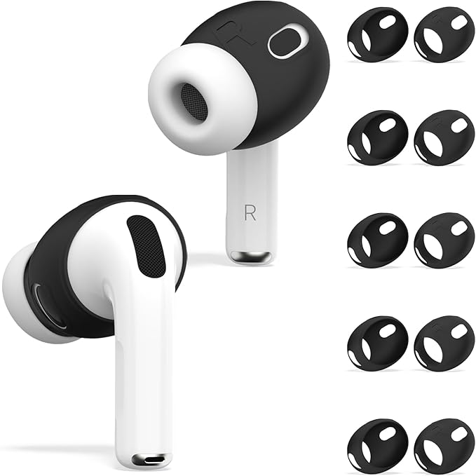 [5 Pairs] for AirPods Pro 3 Ear Tips Cover [Fit in Case], Soft Silicone AirPod Pro 3 Ear Cover Anti Slip Air Pod pro 3 Accessories Compatible with AirPods Pro 3rd Generation Earbuds 2025 (Black)
