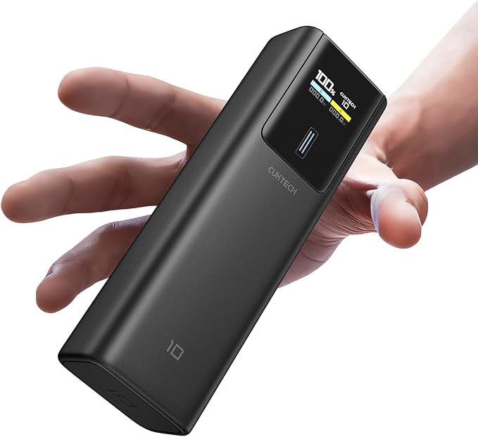 CUKTECH 100W Power Bank, 10000mAh Portable USB C Charger with Smart TFT Display, PD3.0 Fast Charging Compatible iPhone 16/15 Series, Samsung Galaxy S24/S23, iPad Air/Pro, MacBook, Dell etc.