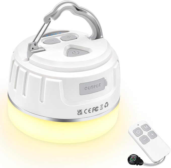 Yonktoo Rechargeable LED Camping Lantern 1000LM, 300H Runtime, 6400mAh, IPX5 Waterproof Tent Light for Camping, Hiking, Power Outages, Home, Emergency Use - Wireless Remote Edition,White