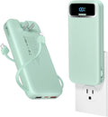 12000mAh Lightweight-Portable-Charger-Power-Bank with Built-in Cables and AC Wall Plug, PD20W USB-C Fast Charging Battery Pack, LED Display External Travel Phone Charger for All iPhone,Samsung,Android