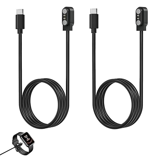 2 Pcs USB C Smart Watch Charger, 2-Pin 2.84 mm Magnetic Smartwatch Charging Cable, Replacement Charger Cord Compatible with Letsfit, YAMAY, Willful, UMIDIGI, Fitpolo, Blackview, Dirrelo, Lifebee