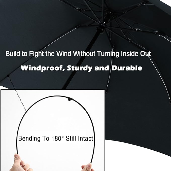 LANBRELLA Umbrella Windproof Compact Travel Umbrella Auto Open Close for Rain