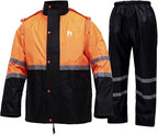 Rain Suit, High Visibility Reflective Safety Jacket, Lightweight Rain Gear, Waterproof Rain Jacket with Pants