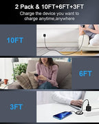 2Pack/10Ft USB to Lightning Cables, Braided iPhone Charger Wire, Apple Certified Fast Charging Power Cord for iPhone 14 13 Pro Max 12 11 Mini SE 10 XR XS X 8 Plus 7 6 6s, Lightening Chord Quick Charge