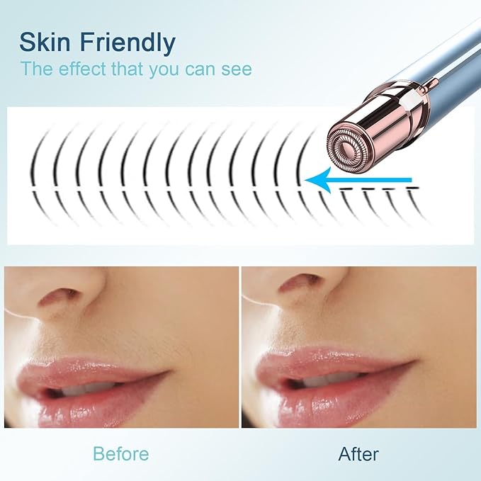 innobeaut Facial Hair Removal for Women, Electric Painless Facial Hair Remover for Face, Lip, Chin with USB Rechargeable, Blue with 3 PCS Heads