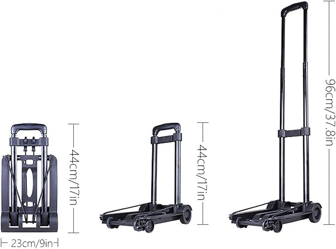 Eujgoov Small Folding Hand Truck 2 Wheels Dolly Portable Luggage Trolley Cart Lightweight for Travel Shopping