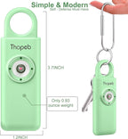Thopeb– Personal Safety Alarm for Women–135dB Siren, Strobe Light and Rechargeable - Safety Alarm Keychain for Women (Pale Green)