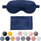 Blissy Silk Sleep Mask - Eye Sleeping Mask for Women & Men for Total Blackout - 100% Pure Mulberry Silk, 22 Momme 6a Fibers - Blindfold Sleep Mask Side Sleeper Eye Cover (Blue)