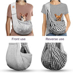 Tomkas Small Dog Cat Sling Carrier Puppy Purse Travel Wrap Soft Crossbody Pet Bag (Grey, M - Zip Pocket & Adjust Strap)