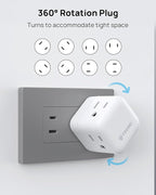TROND 2 to 3 Prong Outlet Splitter 2 Pack, 3 Way Plug Extender with 360 Rotating Plug, US to Japan Power Adapter for Travel, 3 Prong Adapter for Non-grounded Outlet in Old House