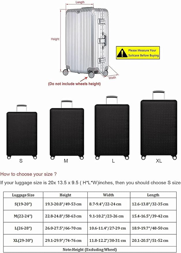 Luggage Cover, THome Protective Washable Suitcase Cover - Travel Elastic Spandex Suitcase Protector Fits 30 to 32 Inch Black