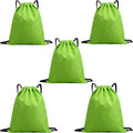 5-Pack Waterproof Drawstring Backpacks, Soccer-Texture Oxford Fabric, 16.9" × 13.8", Lightweight 0.20 lb Each, No Eyelets, Gym & Marathon Gear Sacks(Green)
